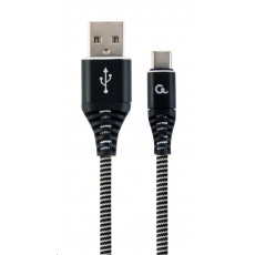 GEMBIRD CABLEXPERT USB 2.0 Kábel AM na typ C (AM/CM), 2 m, opletený, čiernobiely, blister, PREMIUM KVALITA