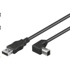 Kábel USB PREMIUMCORD 2.0 Spojenie A-B 0.5m - 90° zakrivený B konektor