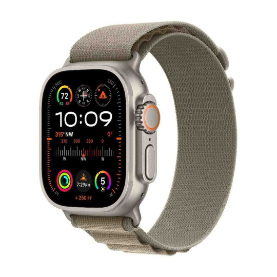 APPLE Watch Ultra 2 GPS + Cellular, 49mm Titanium Case with Olive Alpine Loop - Small