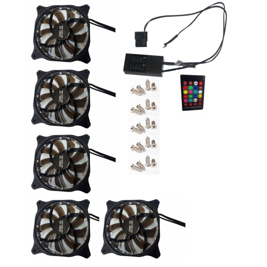 EUROCASE ventilátor RGB 120mm (spot Led), set 5ks + controller