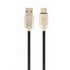 GEMBIRD CABLEXPERT kábel USB-A na USB-C (AM/CM), 2 m, pogumovaný, čierny, blister