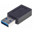 Adaptér Manhattan USB, USB 3.1 Gen 2, USB-A samec na USB-C samica, 10 Gb/s, čierna