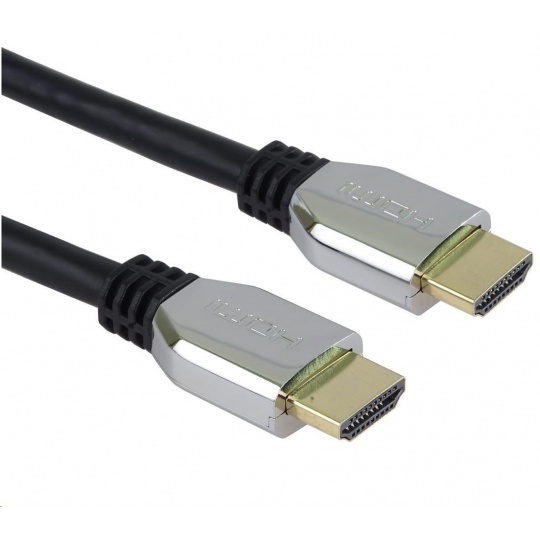 Kábel HDMI PREMIUMCORD 2.1 vysokorýchlostný + ethernetový kábel (krytky zo zinkovej zliatiny, pozlátené konektory) 2 m