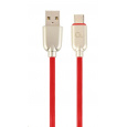 GEMBIRD CABLEXPERT USB 2.0 Kábel AM na typ C (AM/CM), 1 m, pogumovaný, červený, blister, PREMIUM KVALITA