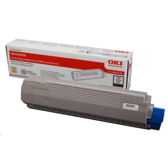 Čierny toner OKI pre C810/C830<>br> <b>Kapacita:</b> 8 000 str. pri 5 % pokrytí.