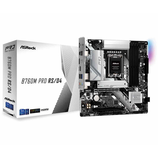 ASRock MB Sc LGA1700 B760M PRO RS/D4, Intel B760, 4xDDR4, 1xDP, 1xHDMI, mATX