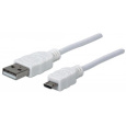 MANHATTAN Pripojovací kábel USB 2.0 A samec / Micro-B samec, 1.8 m, biela