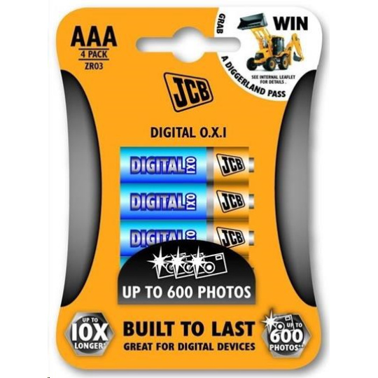 JCB OXI DIGITAL alkalická baterie LR03, blistr 4 ks