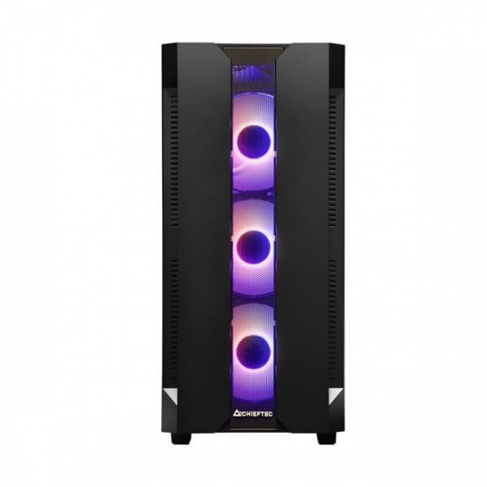 CHIEFTEC Miditower Gaming HUNTER, čierny, 4x RGB Rainbow Fan, 2 x USB 3.0, bočné sklo