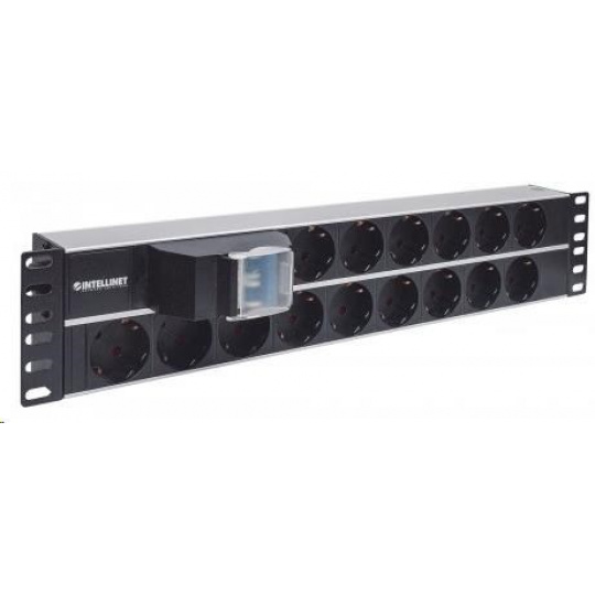 Intellinet 19" 2U Rackmount 15-Way Power Strip - nemecký typ, distribučný panel, 15x DE zásuvka, 3m kábel