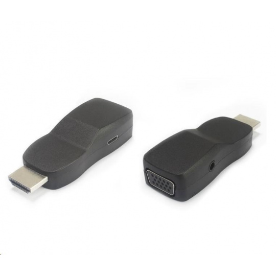 PREMIUMCORD Miniatúrny prevodník HDMI na VGA so zvukovým a napájacím konektorom - čierny