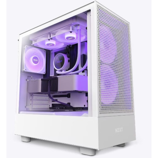 Skriňa NZXT H7 Flow edition / ATX / 2x120 mm ventilátor / USB-C / 2x USB / sklenená bočnica / sieťovaný panel / biela a čierna