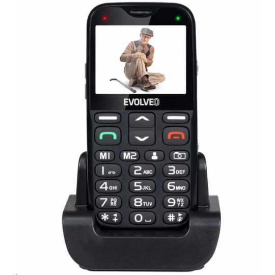 EVOLVEO EasyPhone XG, mobilný telefón pre seniorov s nabíjacím stojanom, čierny