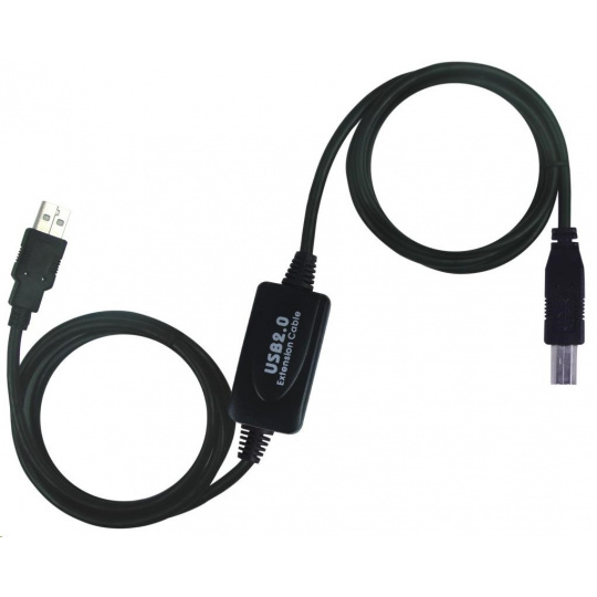 PREMIUMCORD USB 2.0 opakovač a prepojovací kábel A/M-B/M 15m