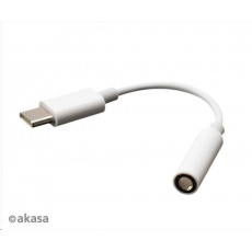 AKASA USB Type-C na 3.adaptér na 5 mm konektor slúchadiel, 10 cm, biely