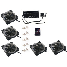 EUROCASE ventilátor RGB 120mm (Turbine blade, FullControl Led), set 5ks + controller