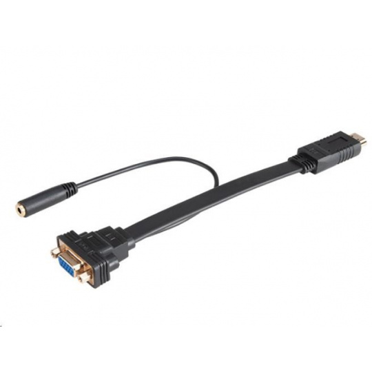 Kábel AKASA HDMI na VGA, s audio káblom, 20 cm, čierny