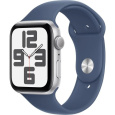 Apple Watch SE (2024) GPS 44mm Silver Aluminium Case with Denim Sport Band - S/M