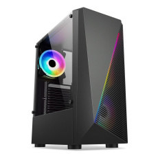 1stCOOL skříň SHARK 2, middle tower, AU, USB 3.0, bez zdroje, RGB fan, průhledná bočnice, černá