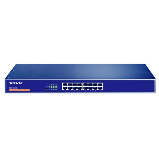 Tenda TEG1016G 16-Port Gigabit Ethernet Switch, 10/100/1000 Mb/s, Rackmount