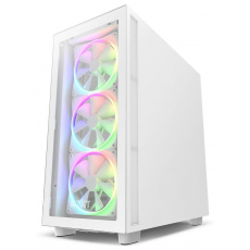 Skriňa NZXT H7 Elite Edition / ATX / 4x120mm (3xRGB) ventilátor / USB-C /2x USB/ sklo. bočné steny / zasklenie. predný panel / biely