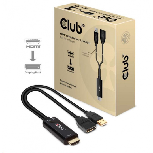 Club3D Aktívny adaptér HDMI na DisplayPort 4K60Hz, M/F