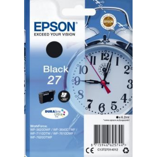 Atrament EPSON čierny Singlepack "Alarm clock" Black 27 DURABrite Ultra Ink